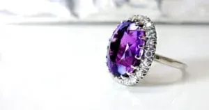 Purple gemstone ring close-up