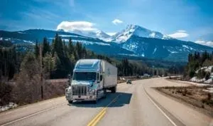 Semi truck on mountain highway