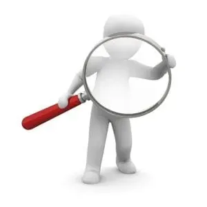 3D figure with magnifying glass