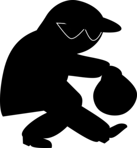 Black silhouette thief clipart