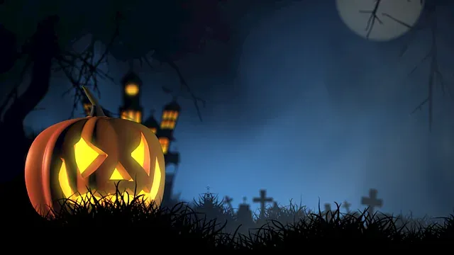 Halloween jack-o-lantern night scene