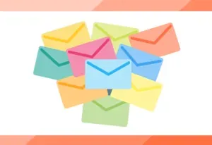Illustration of colorful envelopes pile