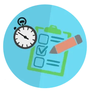 Checklist and stopwatch icon illustration