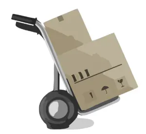 Illustration of hand truck with boxes
