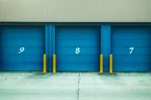 Blue numbered storage unit doors