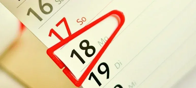 Calendar date 18 marked in red