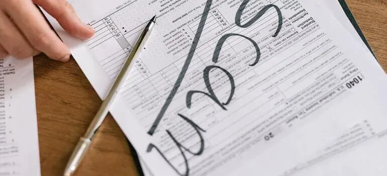 Scam written over tax form