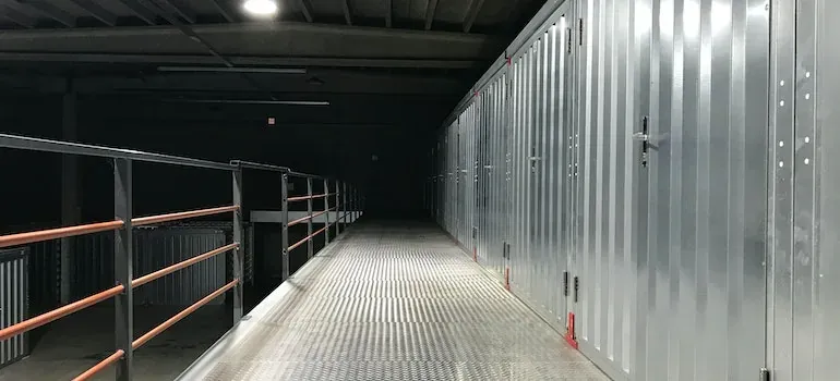 Metal storage units corridor