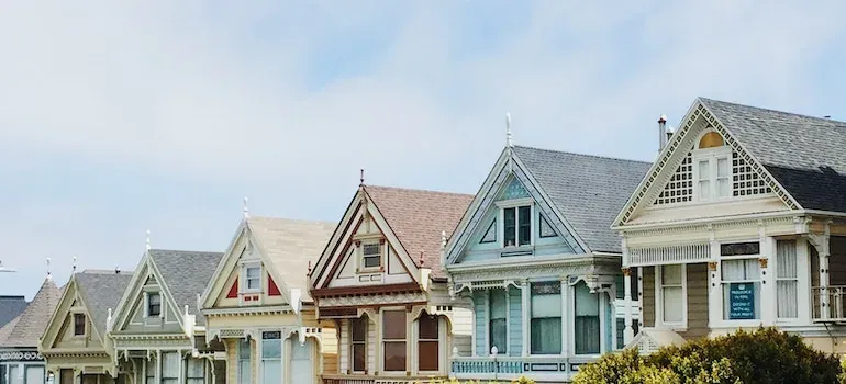 Row of Victorian painted houses
