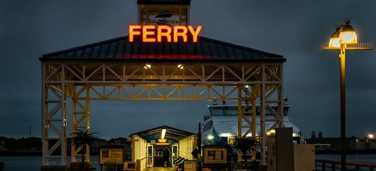 San Francisco ferry terminal at night