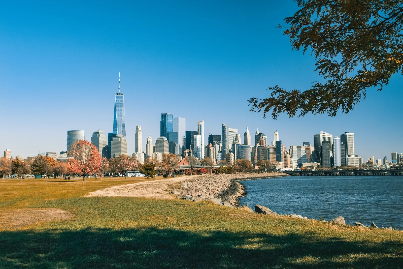 Manhattan skyline from waterfront park