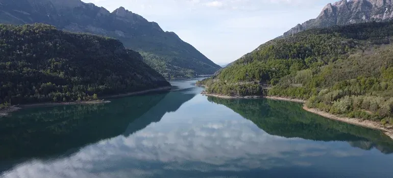 Mountain lake with reflections