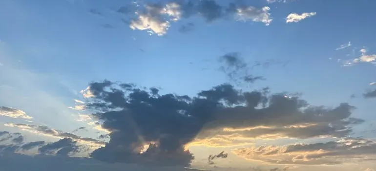 Sunset clouds in blue sky