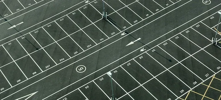 Aerial numbered parking lot markings
