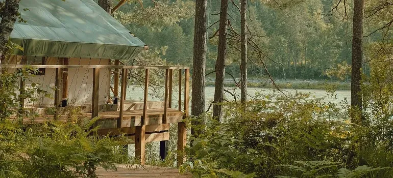 Glamping tent cabin by forest river
