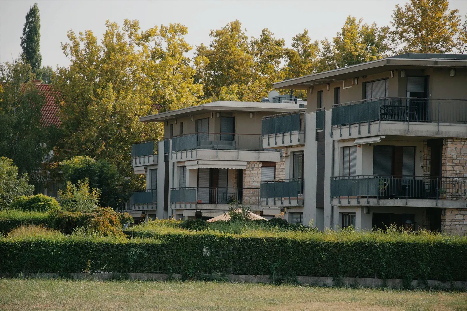 A quiet residential street of apartments in a New Jersey town