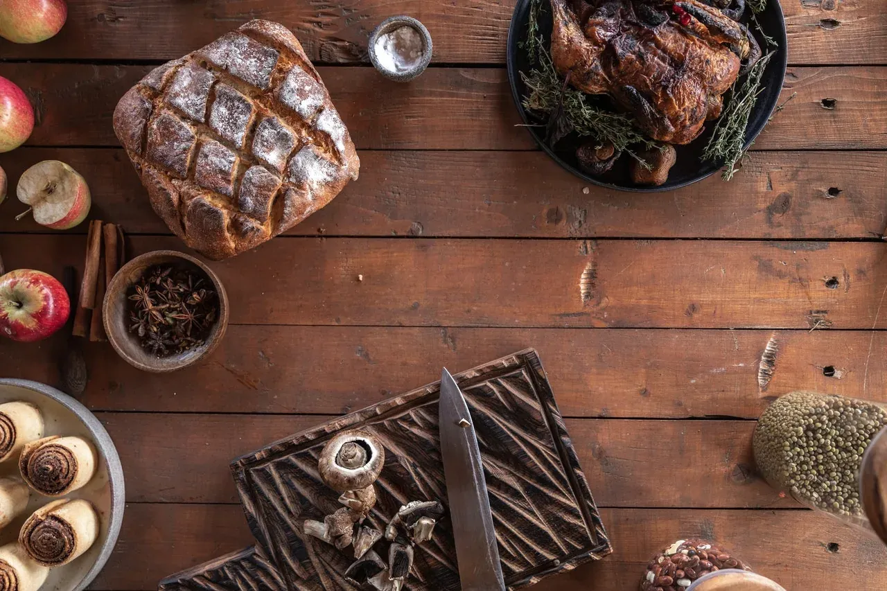 A Thanksgiving dinner table set for a family gathering after a move